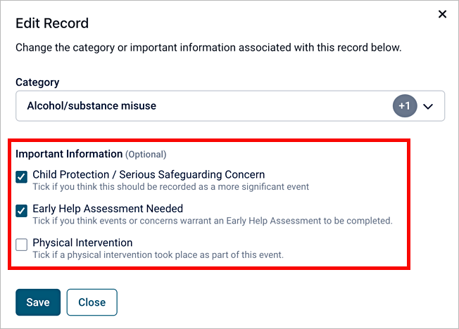 select important information